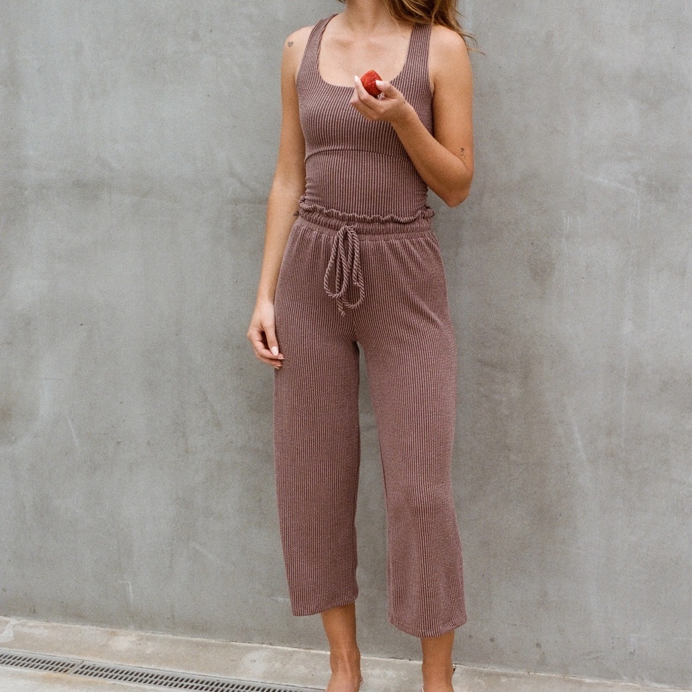 Kylie Paige Wide Leg Ribbed Pant Peppercorn Size Large